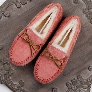 Top brand 100% Natural Fur Genuine Leather Women Flat Shoes New Fashion Women Moccasins Casual Loafers Plus Size Winter shoes