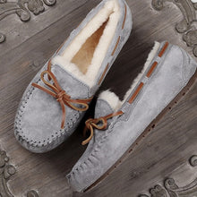 Load image into Gallery viewer, Top brand 100% Natural Fur Genuine Leather Women Flat Shoes New Fashion Women Moccasins Casual Loafers Plus Size Winter shoes