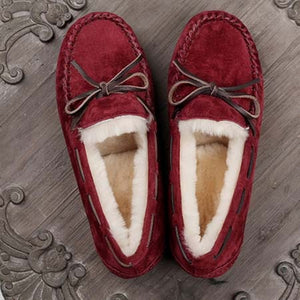 Top brand 100% Natural Fur Genuine Leather Women Flat Shoes New Fashion Women Moccasins Casual Loafers Plus Size Winter shoes