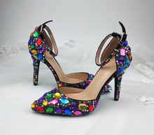Load image into Gallery viewer, Women wedding shoes with matching bags Multicolored Crystal High heels platform shoes Ladies Paty Dress shoes women Pumps