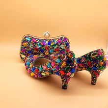 Load image into Gallery viewer, Women wedding shoes with matching bags Multicolored Crystal High heels platform shoes Ladies Paty Dress shoes women Pumps