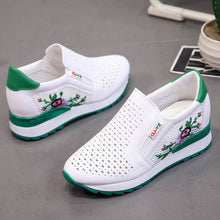 Load image into Gallery viewer, Women Casual Shoes Summer Spring Slip on Loafers Flower Mixed Colors Hollow Out Increasing Internal Height White Sneakers 35-40