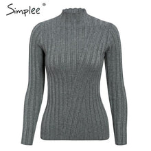 Load image into Gallery viewer, Simplee Multicolor knitted women pullover sweater Long sleeve top turtleneck female sweater Chic ladies casual bestmatch jumper