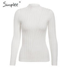 Load image into Gallery viewer, Simplee Multicolor knitted women pullover sweater Long sleeve top turtleneck female sweater Chic ladies casual bestmatch jumper