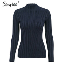 Load image into Gallery viewer, Simplee Multicolor knitted women pullover sweater Long sleeve top turtleneck female sweater Chic ladies casual bestmatch jumper