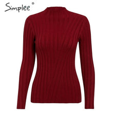 Load image into Gallery viewer, Simplee Multicolor knitted women pullover sweater Long sleeve top turtleneck female sweater Chic ladies casual bestmatch jumper