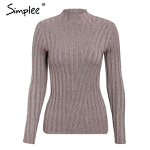 Load image into Gallery viewer, Simplee Multicolor knitted women pullover sweater Long sleeve top turtleneck female sweater Chic ladies casual bestmatch jumper