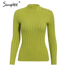 Load image into Gallery viewer, Simplee Multicolor knitted women pullover sweater Long sleeve top turtleneck female sweater Chic ladies casual bestmatch jumper