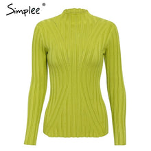 Load image into Gallery viewer, Simplee Multicolor knitted women pullover sweater Long sleeve top turtleneck female sweater Chic ladies casual bestmatch jumper