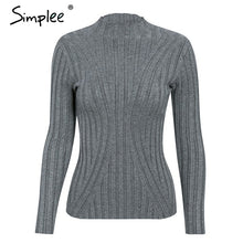 Load image into Gallery viewer, Simplee Multicolor knitted women pullover sweater Long sleeve top turtleneck female sweater Chic ladies casual bestmatch jumper