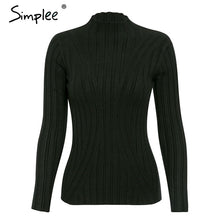 Load image into Gallery viewer, Simplee Multicolor knitted women pullover sweater Long sleeve top turtleneck female sweater Chic ladies casual bestmatch jumper