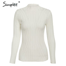 Load image into Gallery viewer, Simplee Multicolor knitted women pullover sweater Long sleeve top turtleneck female sweater Chic ladies casual bestmatch jumper