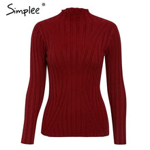 Load image into Gallery viewer, Simplee Multicolor knitted women pullover sweater Long sleeve top turtleneck female sweater Chic ladies casual bestmatch jumper