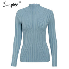 Load image into Gallery viewer, Simplee Multicolor knitted women pullover sweater Long sleeve top turtleneck female sweater Chic ladies casual bestmatch jumper