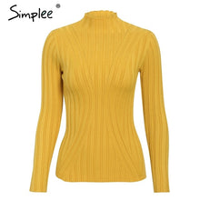 Load image into Gallery viewer, Simplee Multicolor knitted women pullover sweater Long sleeve top turtleneck female sweater Chic ladies casual bestmatch jumper