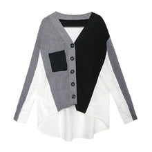 Load image into Gallery viewer, [EAM] Big Size Split Knitting Cardigan Sweater Loose Fit V-Neck Long Sleeve Women New Fashion Tide Autumn Winter 2019 1H760