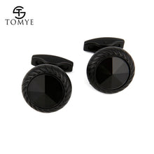 Load image into Gallery viewer, TOMYE Matte Black round custom mens unique novelty cufflinks for shirt XK19S095