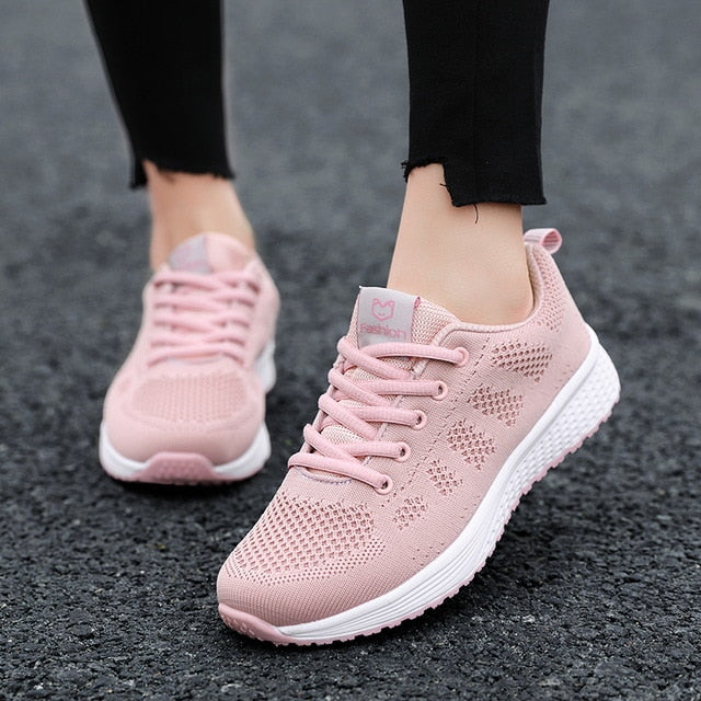 Women Casual Shoes Fashion Breathable Walking Mesh Lace Up Flat Shoes Sneakers Women 2019 Tenis Feminino Zapatillas Mujer