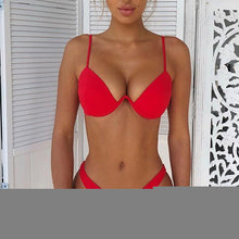 Load image into Gallery viewer, Women Push-up Padded Bra Bandage Bikini Set Swimsuit Triangle Swimwear Bathing