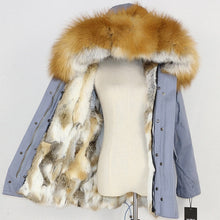Load image into Gallery viewer, Winter Jacket Women 2019  Real Fur Coat Parka Natural Raccoon Fur Collar Thick Warm Rabbit Fur Liner Streetwear Brand New Casual