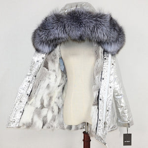 Winter Jacket Women 2019  Real Fur Coat Parka Natural Raccoon Fur Collar Thick Warm Rabbit Fur Liner Streetwear Brand New Casual