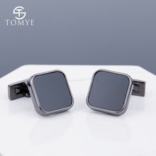 Load image into Gallery viewer, TOMYE Matte Black round custom mens unique novelty cufflinks for shirt XK19S095