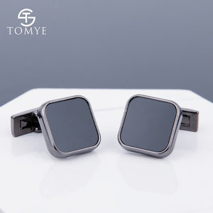 TOMYE Matte Black round custom mens unique novelty cufflinks for shirt XK19S095