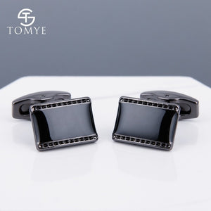 TOMYE Matte Black round custom mens unique novelty cufflinks for shirt XK19S095