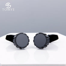 Load image into Gallery viewer, TOMYE Matte Black round custom mens unique novelty cufflinks for shirt XK19S095