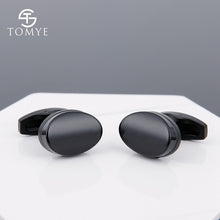 Load image into Gallery viewer, TOMYE Matte Black round custom mens unique novelty cufflinks for shirt XK19S095