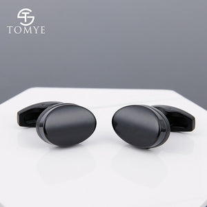 TOMYE Matte Black round custom mens unique novelty cufflinks for shirt XK19S095