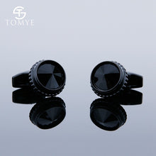 Load image into Gallery viewer, TOMYE Matte Black round custom mens unique novelty cufflinks for shirt XK19S095