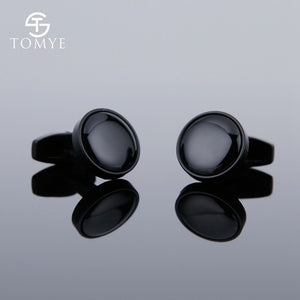 TOMYE Matte Black round custom mens unique novelty cufflinks for shirt XK19S095