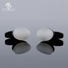 Load image into Gallery viewer, TOMYE Matte Black round custom mens unique novelty cufflinks for shirt XK19S095