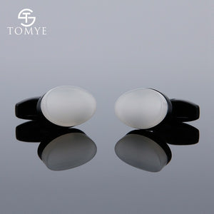 TOMYE Matte Black round custom mens unique novelty cufflinks for shirt XK19S095