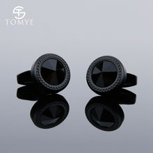 Load image into Gallery viewer, TOMYE Matte Black round custom mens unique novelty cufflinks for shirt XK19S095