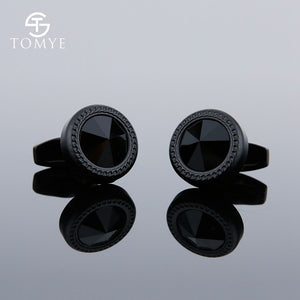 TOMYE Matte Black round custom mens unique novelty cufflinks for shirt XK19S095