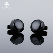 Load image into Gallery viewer, TOMYE Matte Black round custom mens unique novelty cufflinks for shirt XK19S095