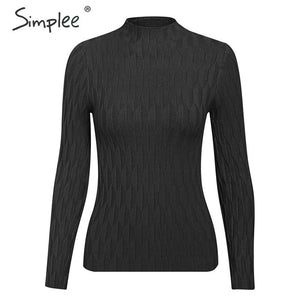 Simplee Knitted jumper sweater women autumn winter Long sleeve top turtleneck female sweater ladies bestmatch pullover jumpers