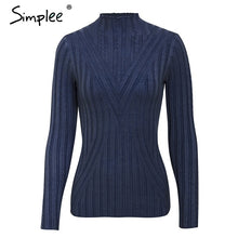 Load image into Gallery viewer, Simplee Knitted jumper sweater women autumn winter Long sleeve top turtleneck female sweater ladies bestmatch pullover jumpers