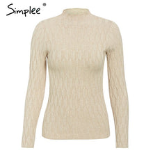 Load image into Gallery viewer, Simplee Knitted jumper sweater women autumn winter Long sleeve top turtleneck female sweater ladies bestmatch pullover jumpers