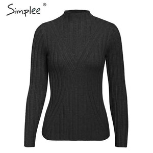 Simplee Knitted jumper sweater women autumn winter Long sleeve top turtleneck female sweater ladies bestmatch pullover jumpers