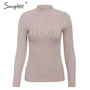 Simplee Knitted jumper sweater women autumn winter Long sleeve top turtleneck female sweater ladies bestmatch pullover jumpers