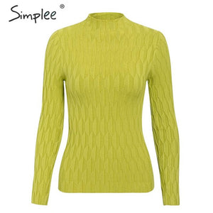 Simplee Knitted jumper sweater women autumn winter Long sleeve top turtleneck female sweater ladies bestmatch pullover jumpers