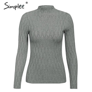 Simplee Knitted jumper sweater women autumn winter Long sleeve top turtleneck female sweater ladies bestmatch pullover jumpers