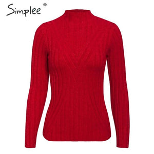 Simplee Knitted jumper sweater women autumn winter Long sleeve top turtleneck female sweater ladies bestmatch pullover jumpers