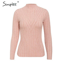 Load image into Gallery viewer, Simplee Knitted jumper sweater women autumn winter Long sleeve top turtleneck female sweater ladies bestmatch pullover jumpers