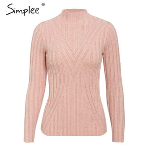 Simplee Knitted jumper sweater women autumn winter Long sleeve top turtleneck female sweater ladies bestmatch pullover jumpers