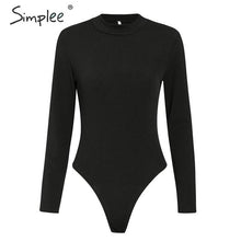 Load image into Gallery viewer, Simplee Elegant knitted bodysuit women Casual long sleeve button female jumpsuit romper Autumn winter slim ladies overalls 2019