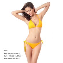 Load image into Gallery viewer, Women Sexy Pure Color Swimsuit Two Piece Suits Sling Bikini Triangle Low Waist String Swimwear Female Strappy Halter Bathing Sui